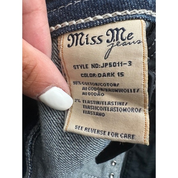 Miss Me Bootcut Jeans Embellished Pockets Dark Wash Denim Women's Size 28 - Picture 8 of 8